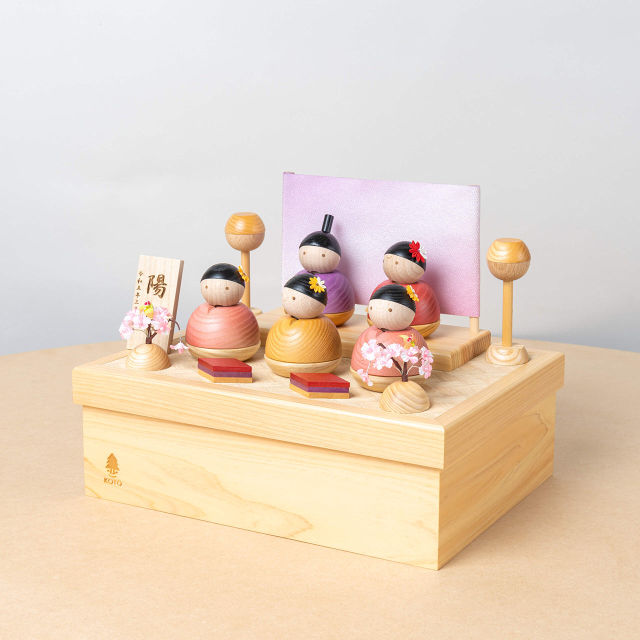 ことの木製ひな人形 5人飾り 収納