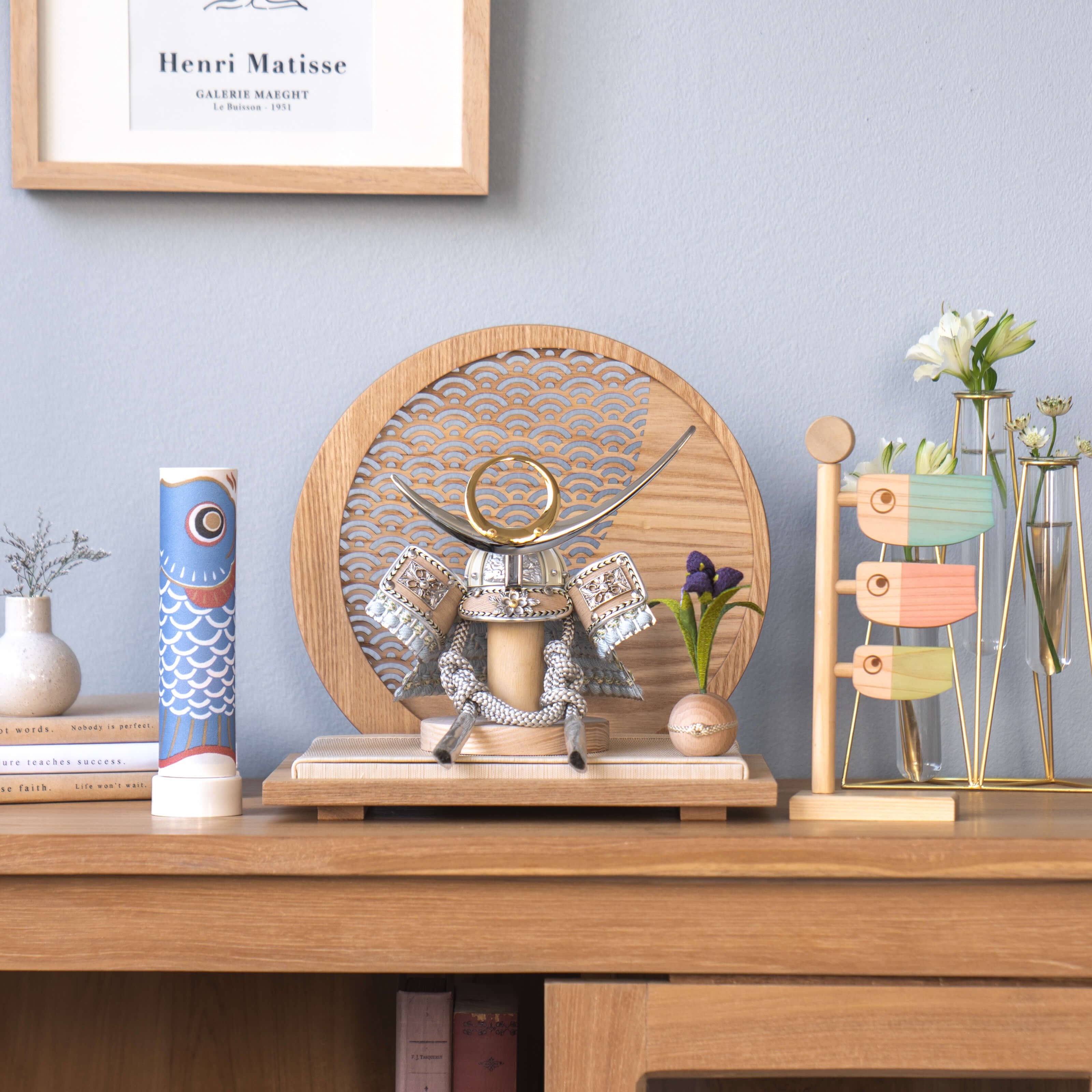 ことのオリジナル兜 上杉謙信 青海波 円形N衝立