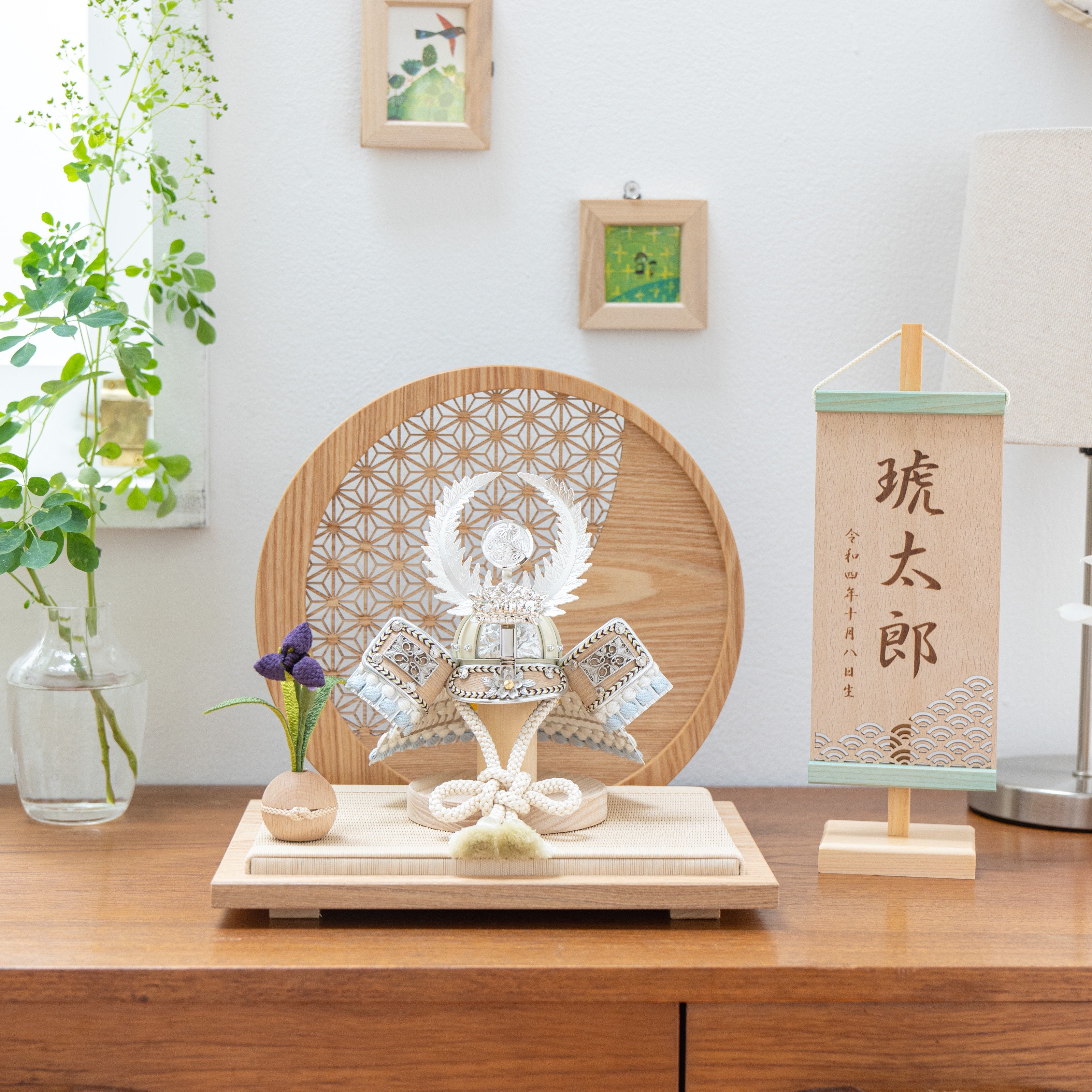 ことのオリジナル兜 徳川家康 麻の葉 円形N衝立