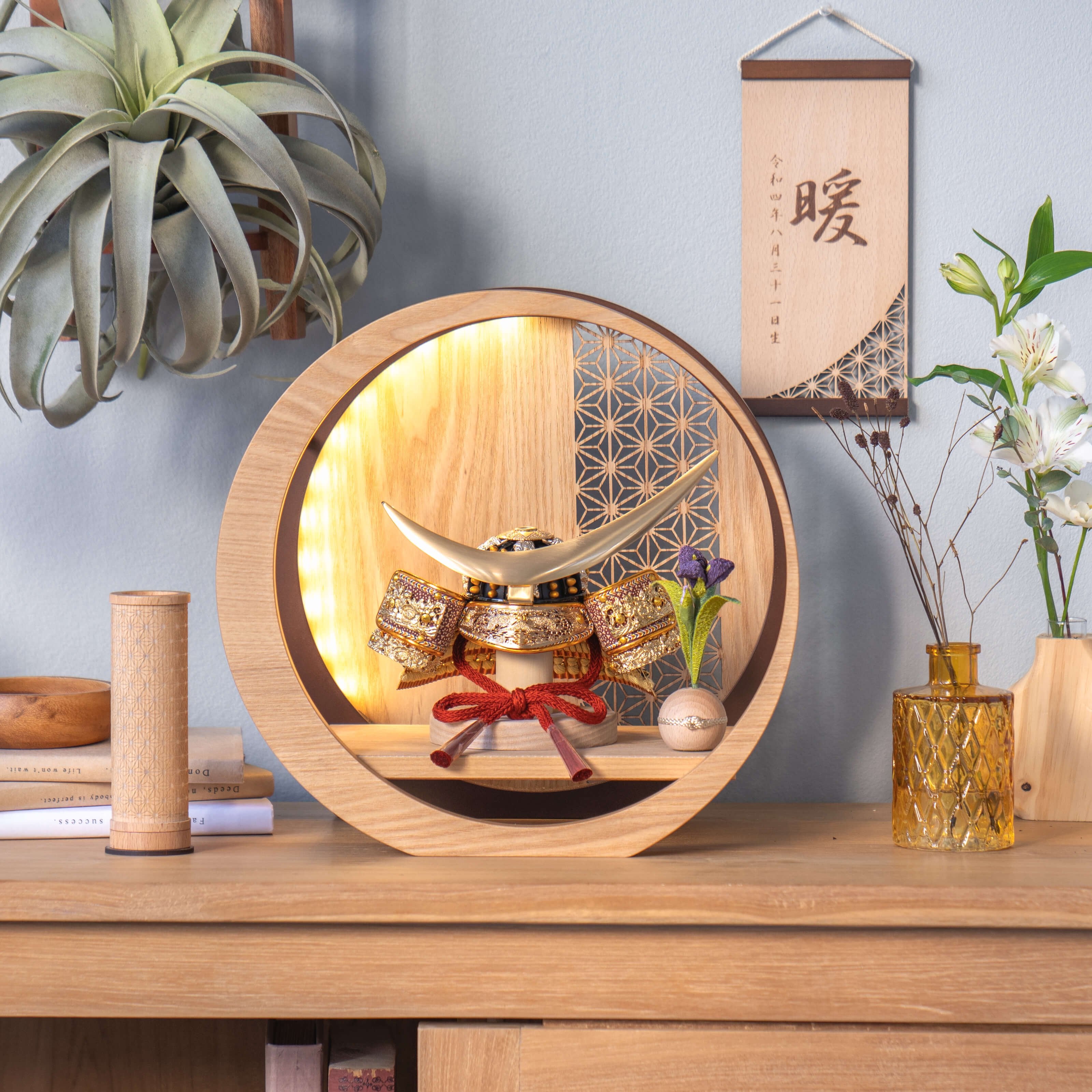 KOTO×悠雅コラボ兜 伊達政宗 灯月型飾台 麻の葉