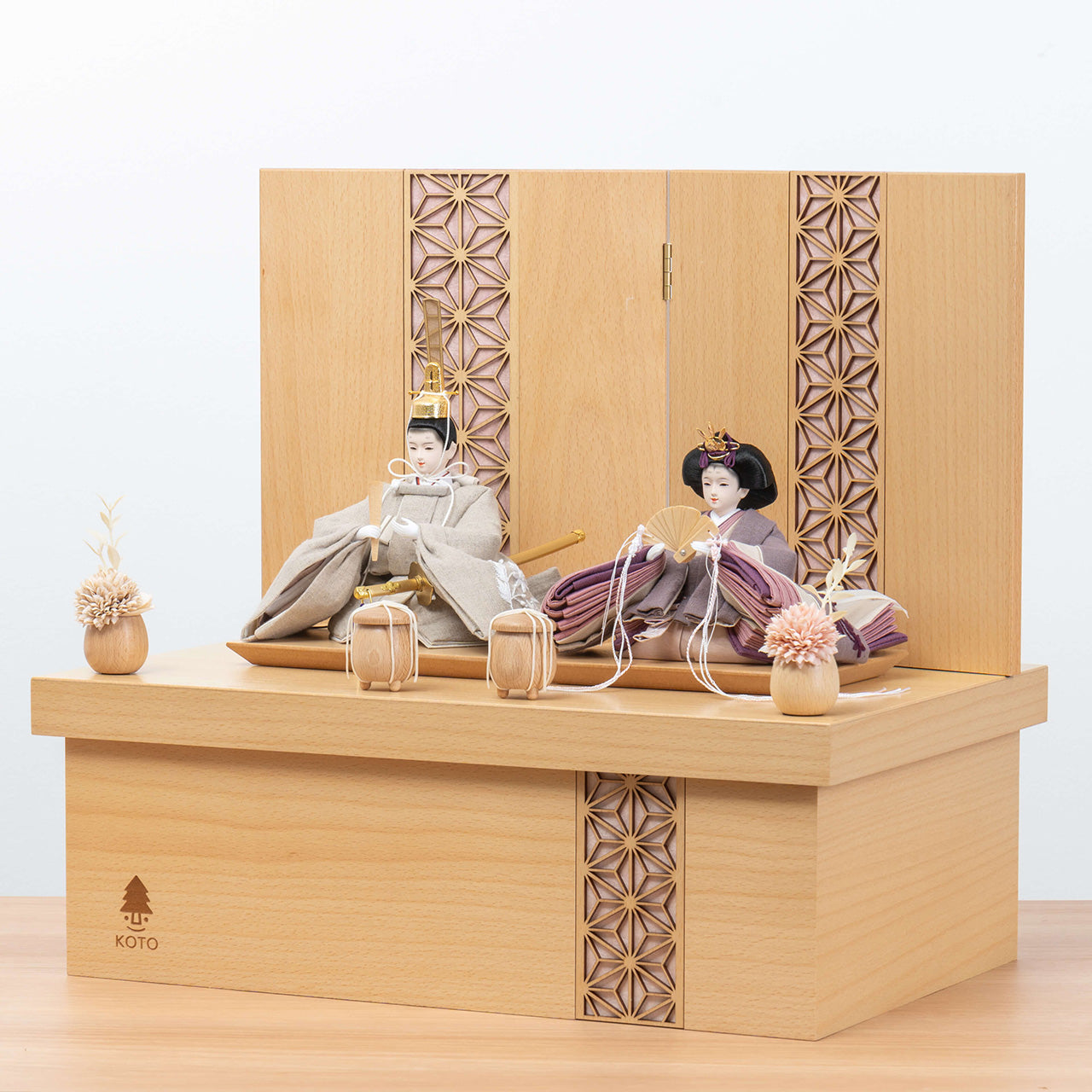 ことのひな人形 かれん 麻の葉収納 NN ピンク和紙