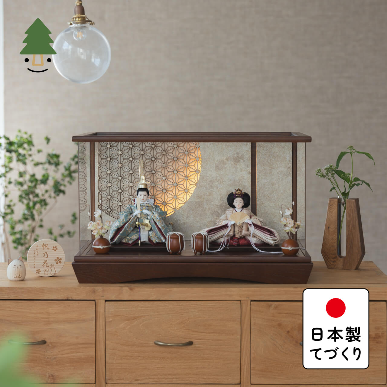 ことのひな人形 ゆうか 円ケース LED麻の葉銀B