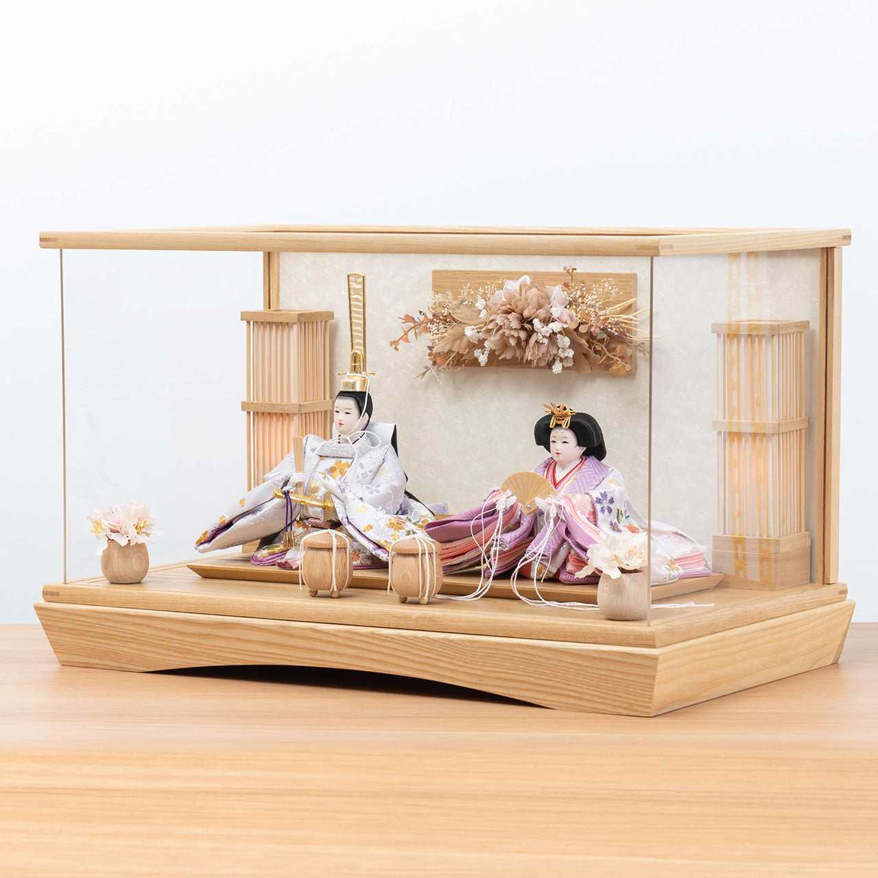 ことのひな人形 はな 華円ケース(白和紙)駿河行燈付