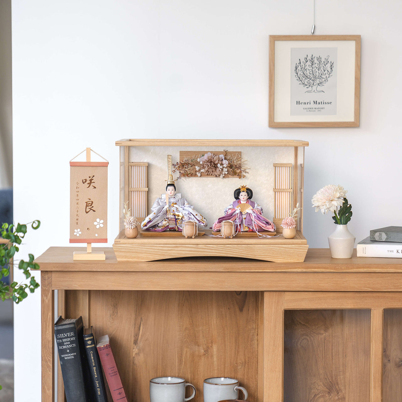 ことのひな人形 はな 華円ケース(白和紙)駿河行燈付