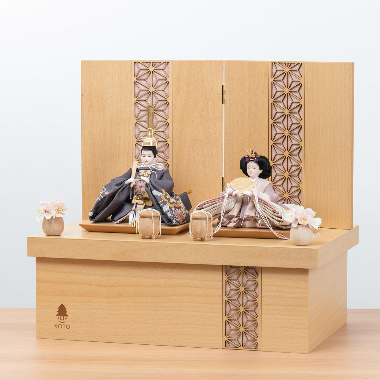 ことのひな人形 ひかり 麻の葉 NN収納 ピンク和紙