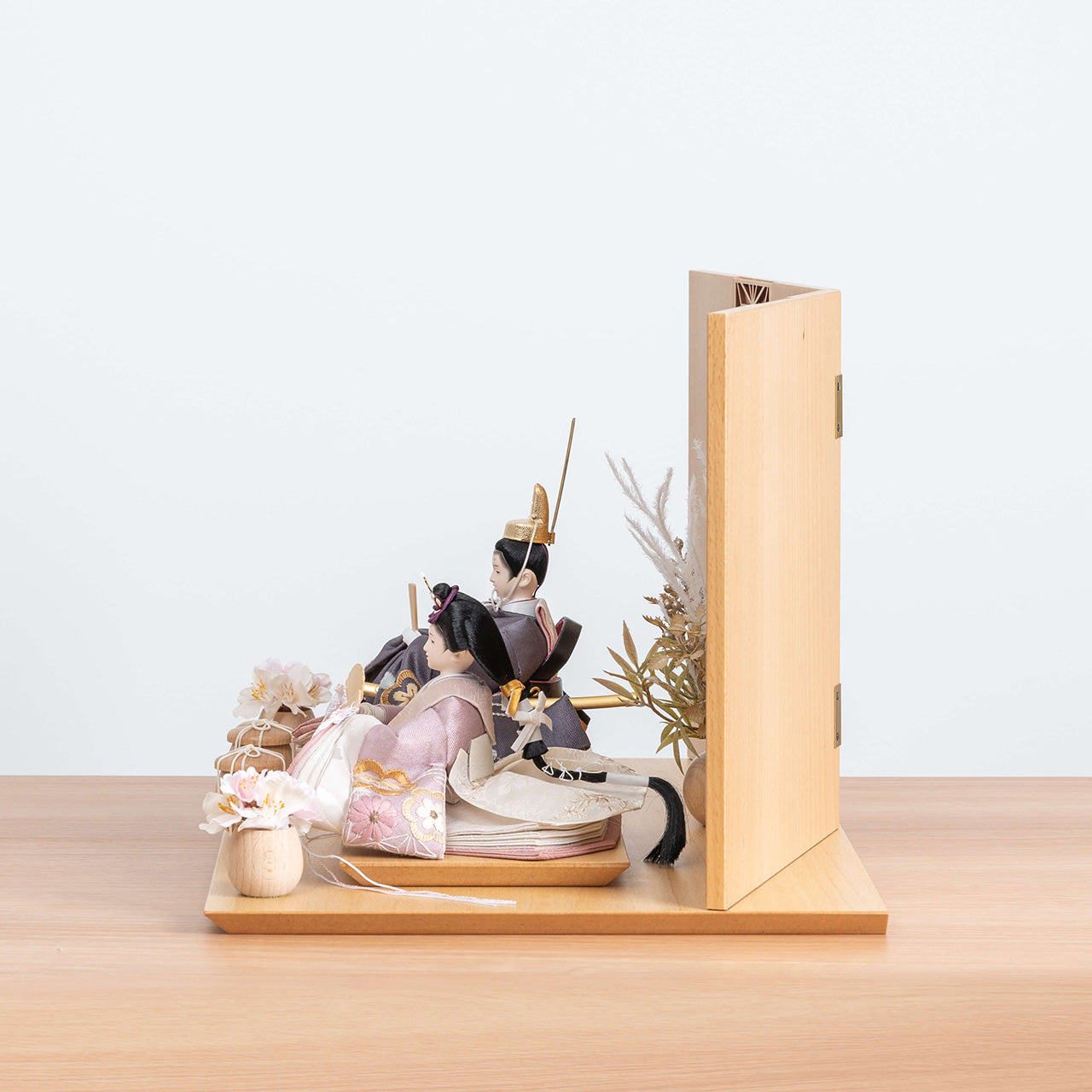 ことのひな人形 ひかり 麻の葉 N平台 ピンク和紙 立花B付