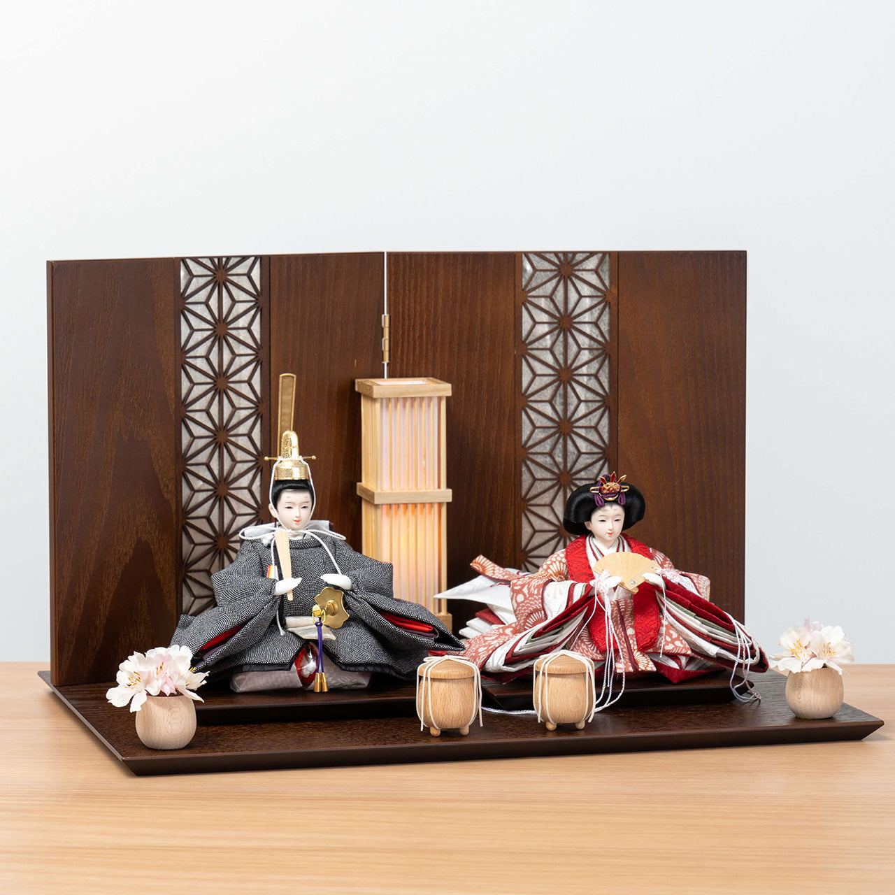 ことのひな人形 ろまん 麻の葉B平台 銀 駿河行燈付