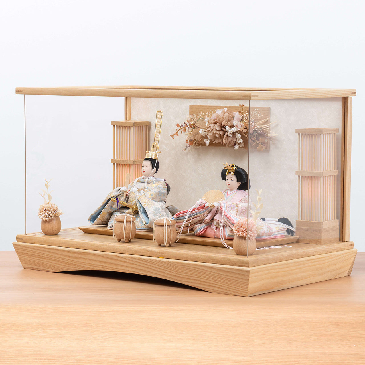 ことのひな人形 そら 華円ケース(白和紙)駿河行燈付