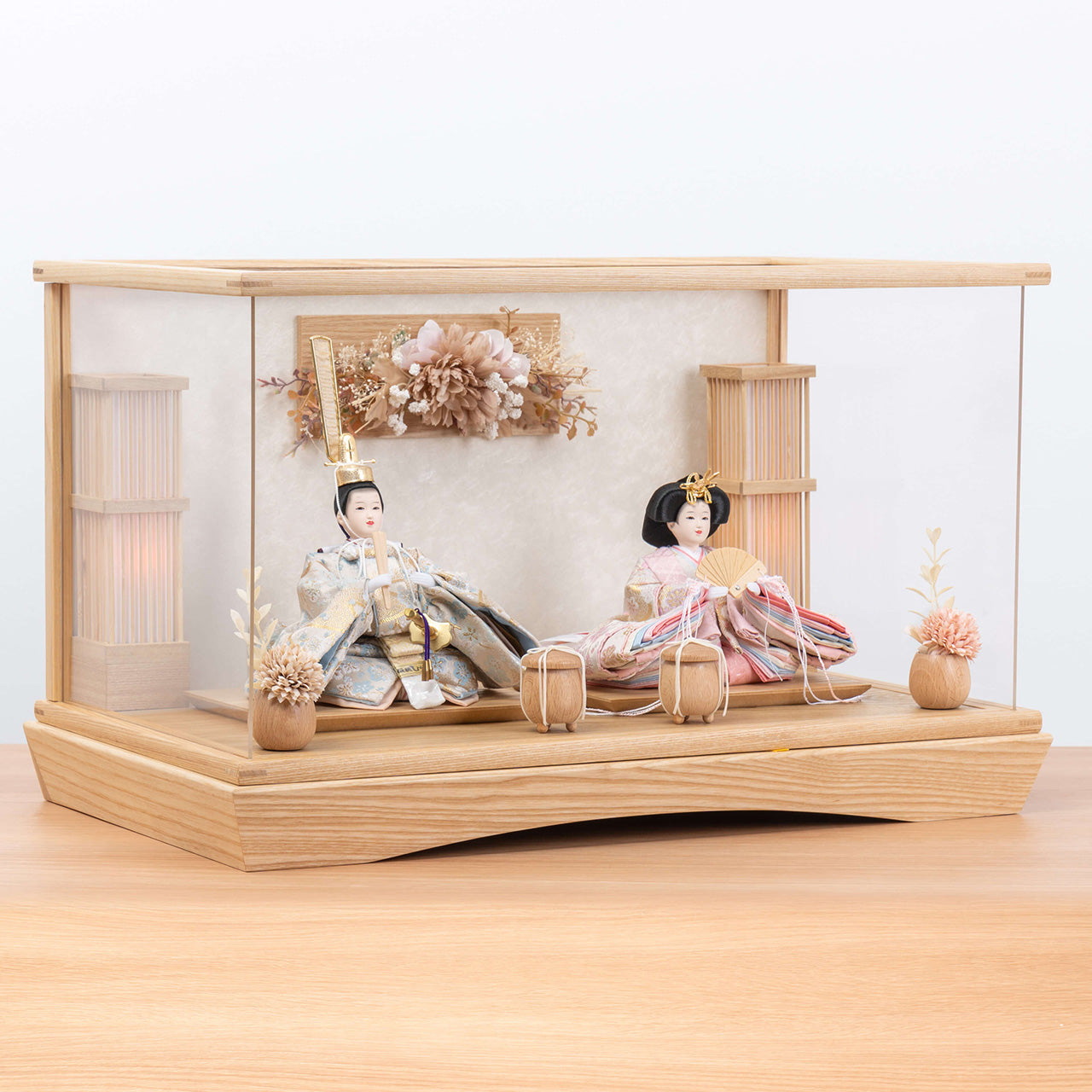 ことのひな人形 そら 華円ケース(白和紙)駿河行燈付