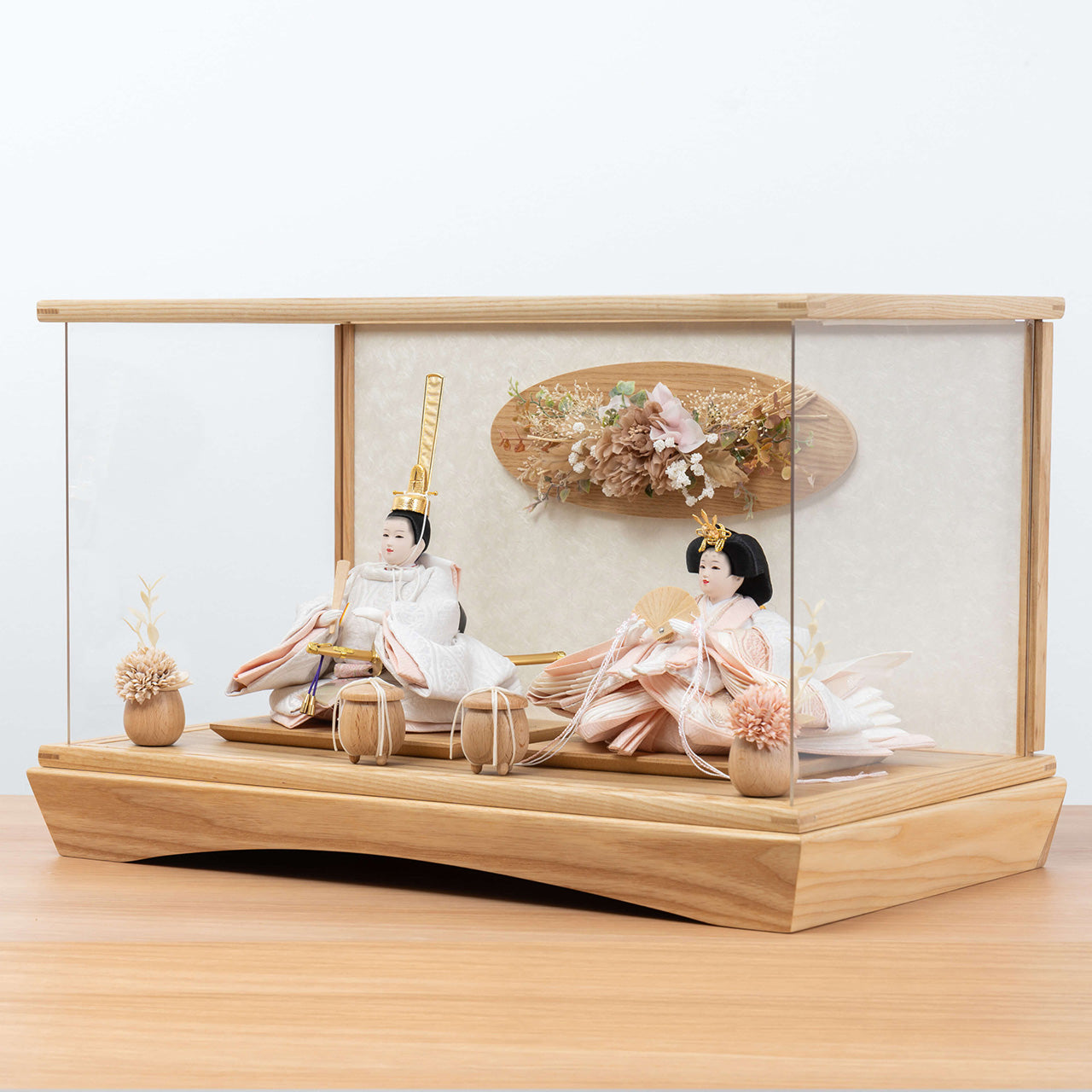 ことのひな人形 ゆき 華 円ケース(白和紙)駿河行燈付