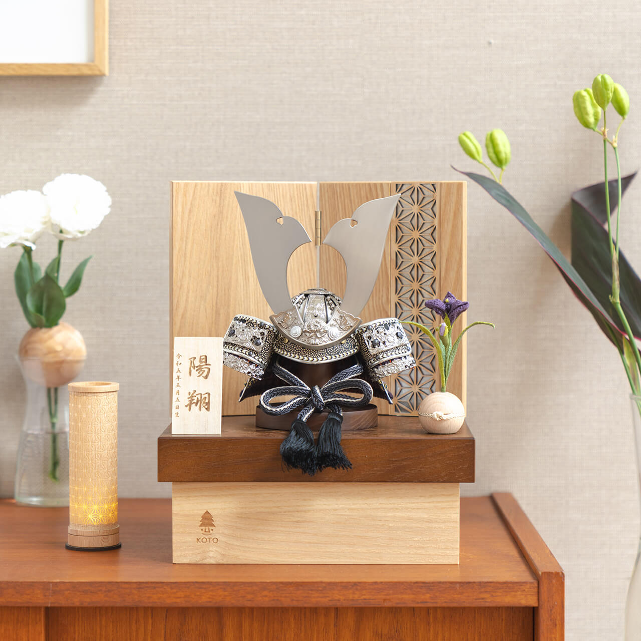 KOTO×悠雅コラボ兜 銀大鍬 麻の葉 NB収納