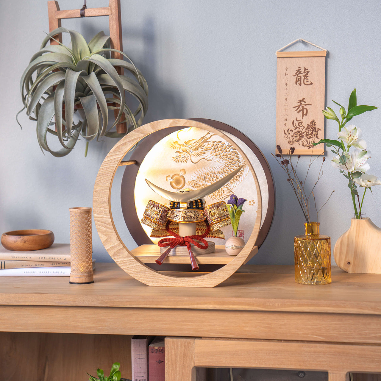 KOTO×悠雅コラボ兜 伊達政宗 灯月型飾台 手描龍