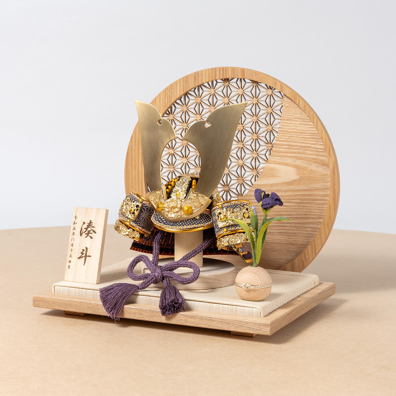 KOTO×悠雅コラボ兜 金大鍬 麻の葉 円形N衝立