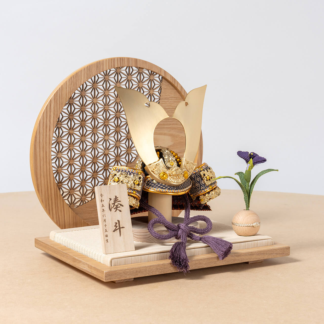 KOTO×悠雅コラボ兜 金大鍬 麻の葉 円形N衝立