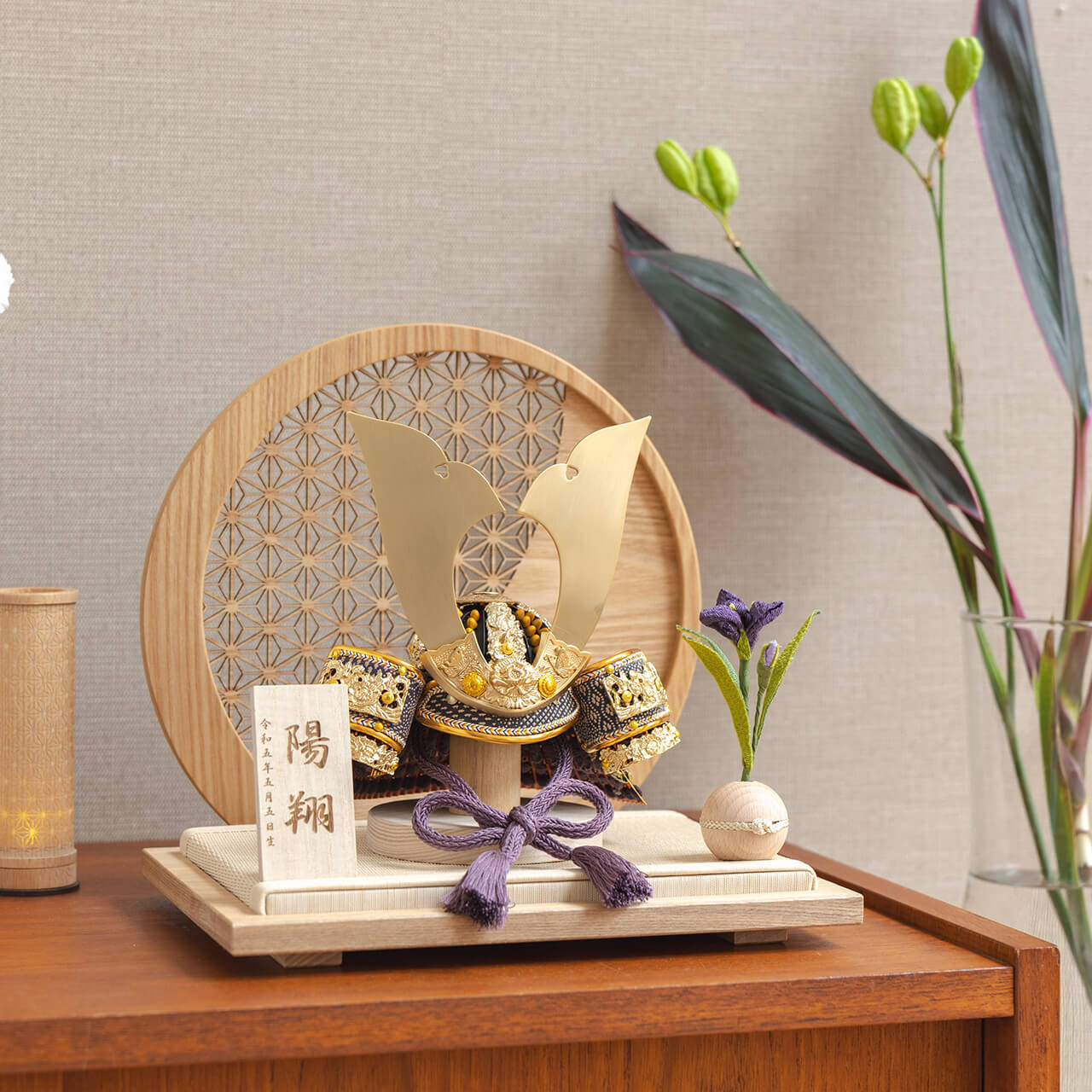 KOTO×悠雅コラボ兜 金大鍬 麻の葉 円形N衝立