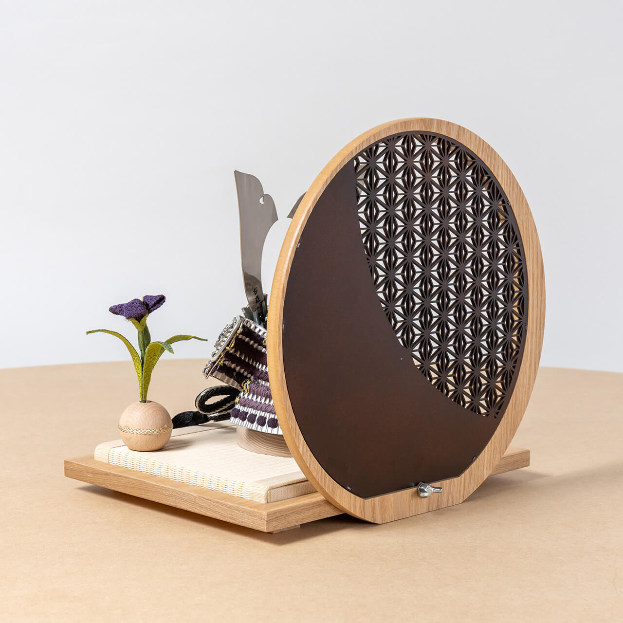 KOTO×悠雅コラボ兜 銀大鍬 麻の葉 円形N衝立