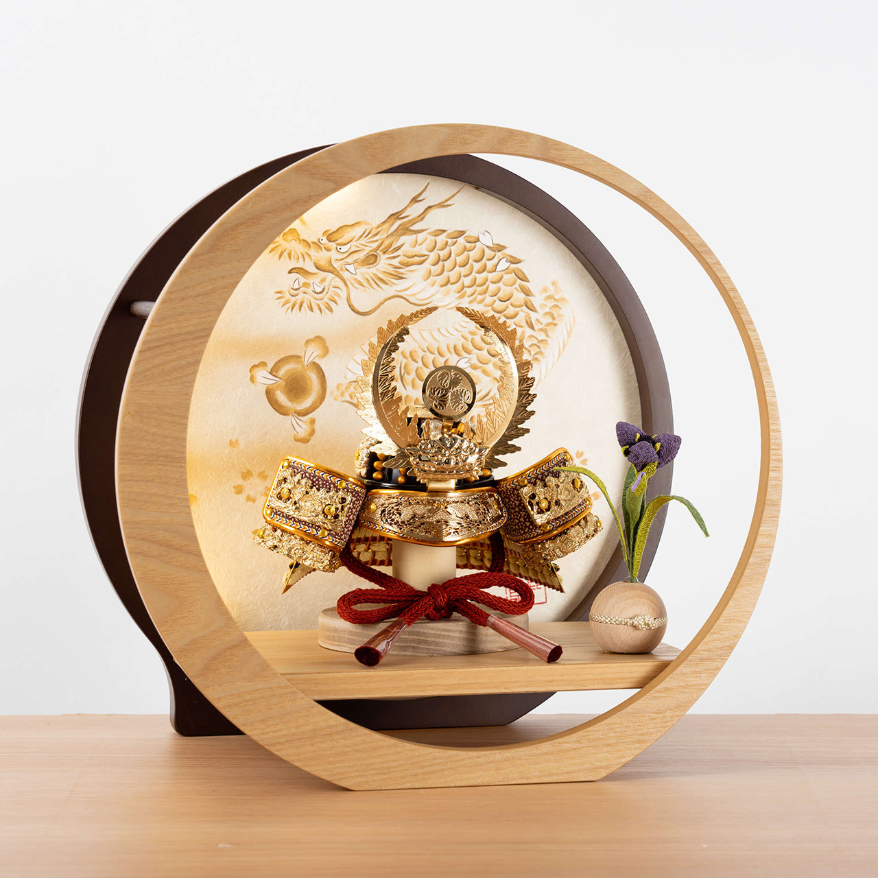 KOTO×悠雅コラボ兜 徳川家康 灯月型飾台 手描龍