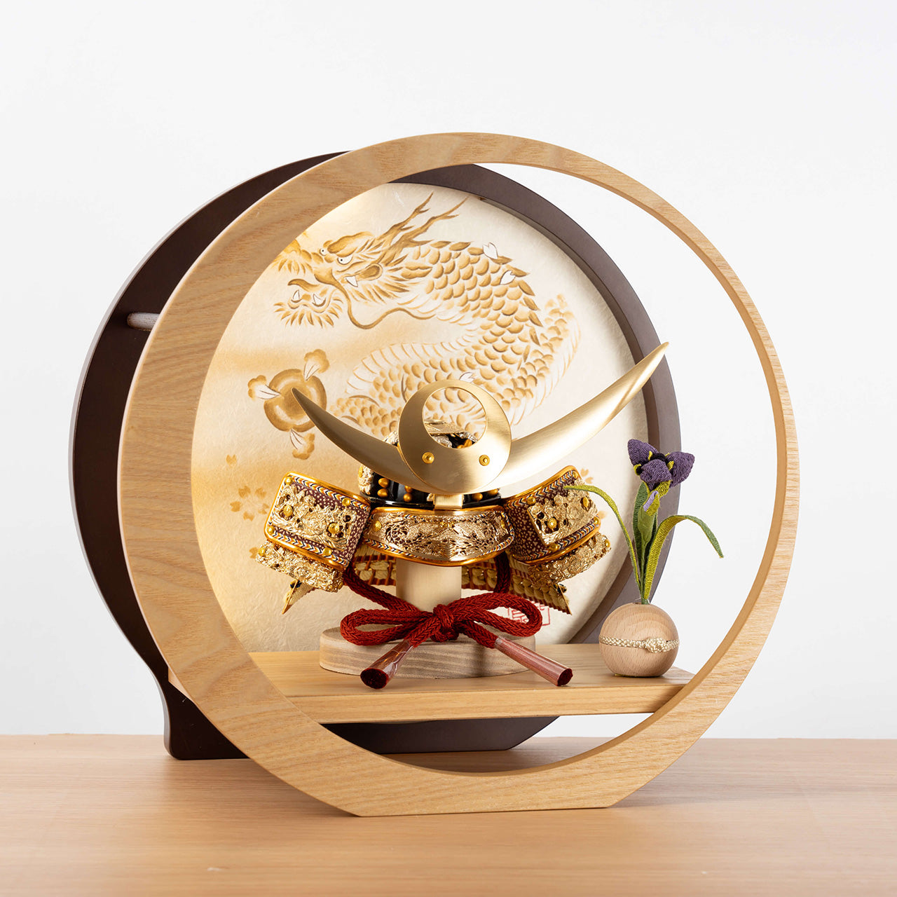 KOTO×悠雅コラボ兜 上杉謙信 灯月型飾台 手描龍