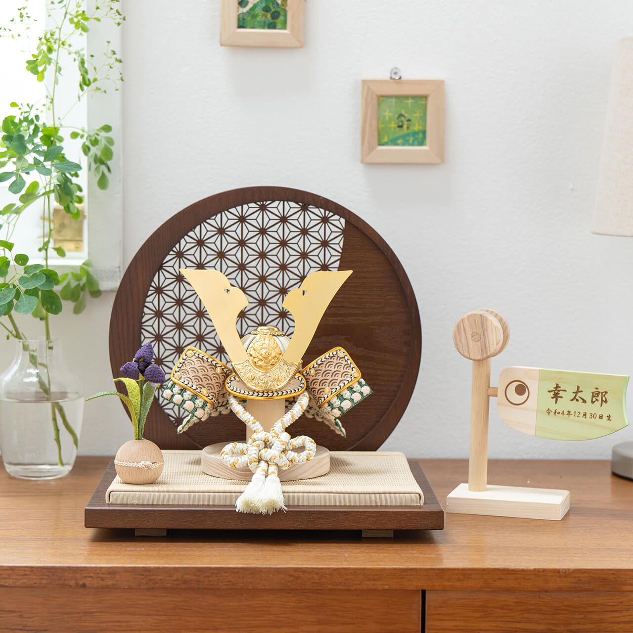 ことのオリジナル兜 だいち 麻の葉 円形B衝立