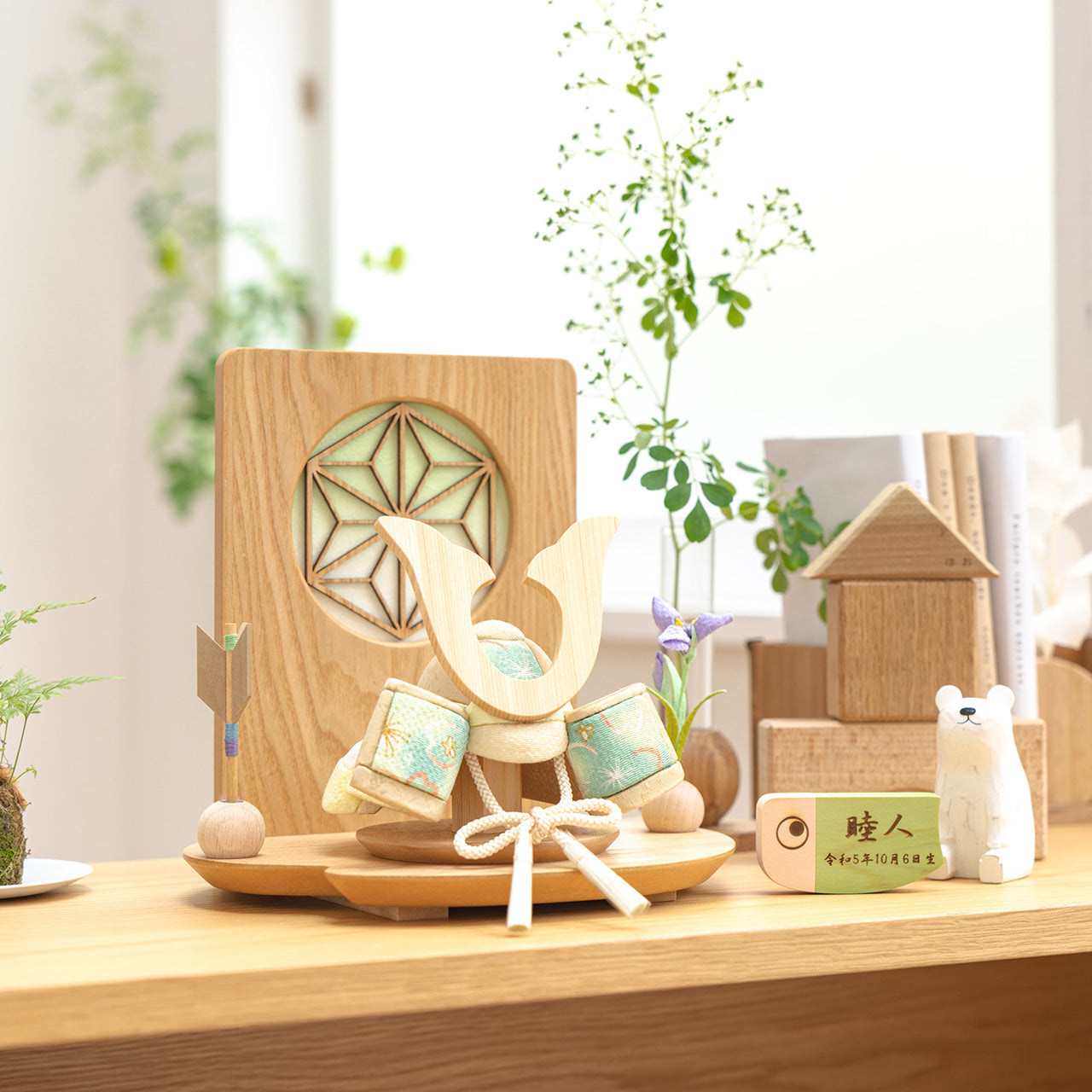 ことの木目込かぶと だいち 鍬形 木目衝立 麻の葉