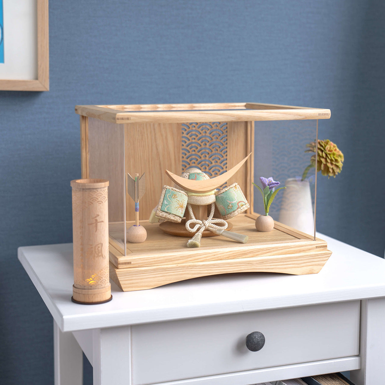 ことの木目込かぶと だいち 伊達政宗 円ケース 青海波