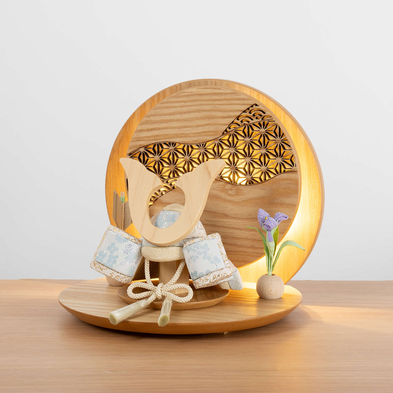 ことの木目込かぶと そら 鍬形 灯丸衝立 麻の葉 N