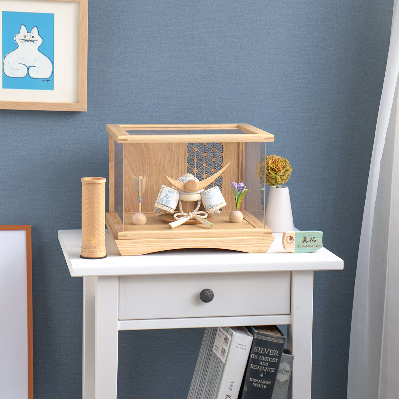 ことの木目込かぶと そら 上杉謙信 円ケース 麻の葉