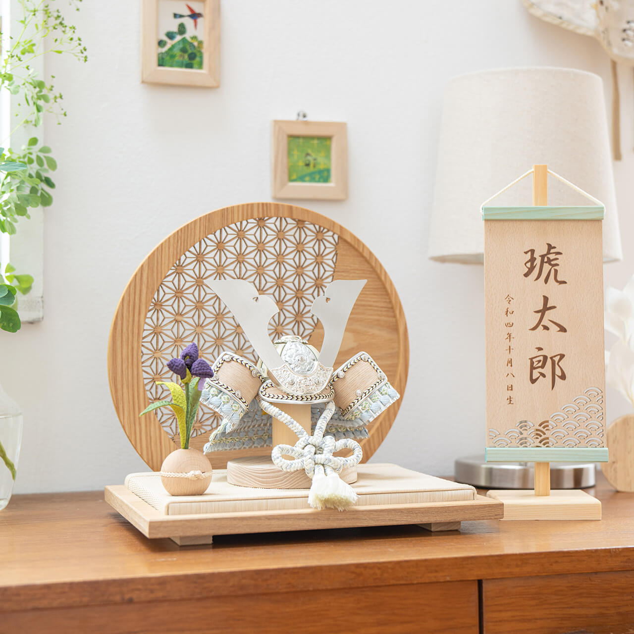 ことのオリジナル兜 そら 麻の葉 円形N衝立