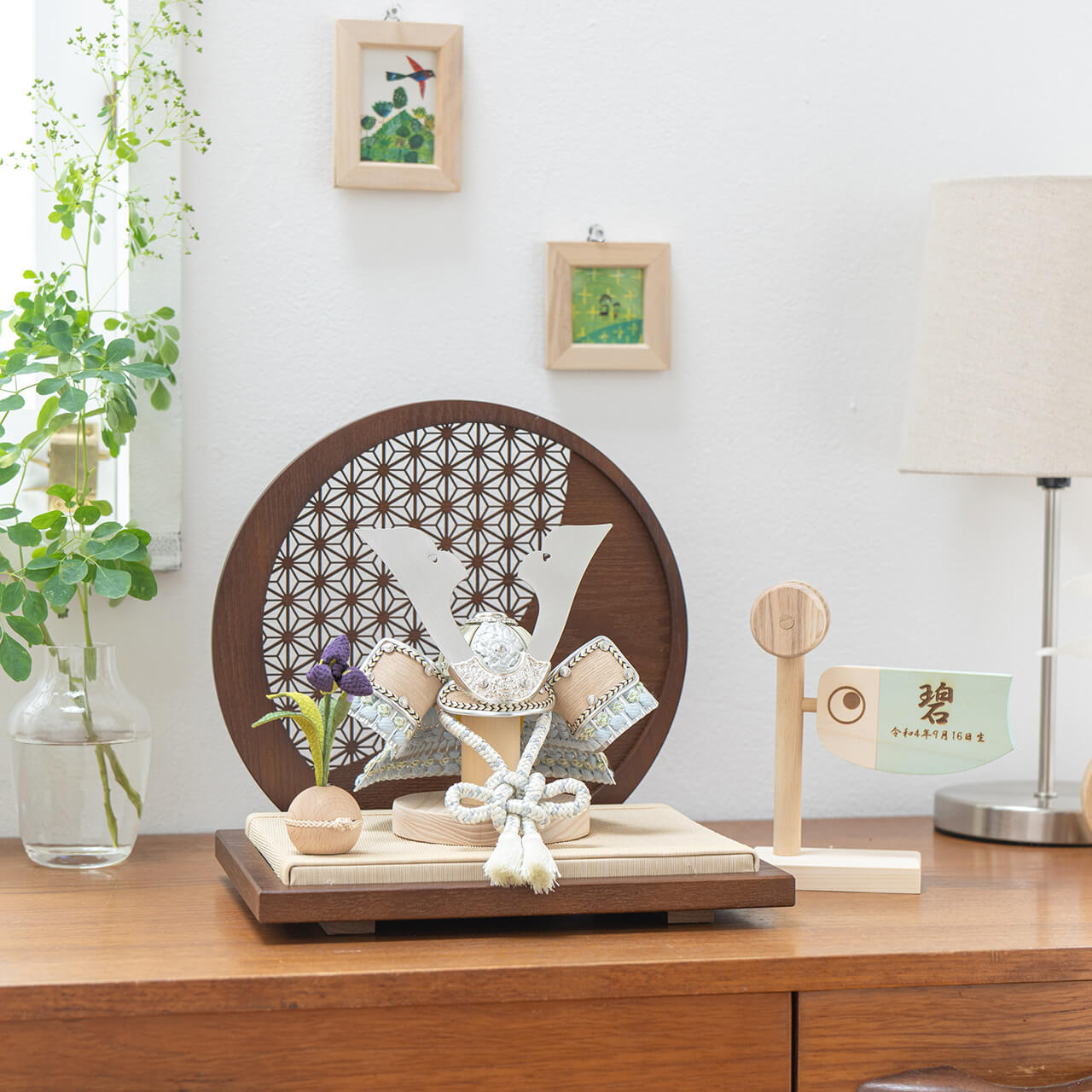 ことのオリジナル兜 そら 麻の葉 円形B衝立