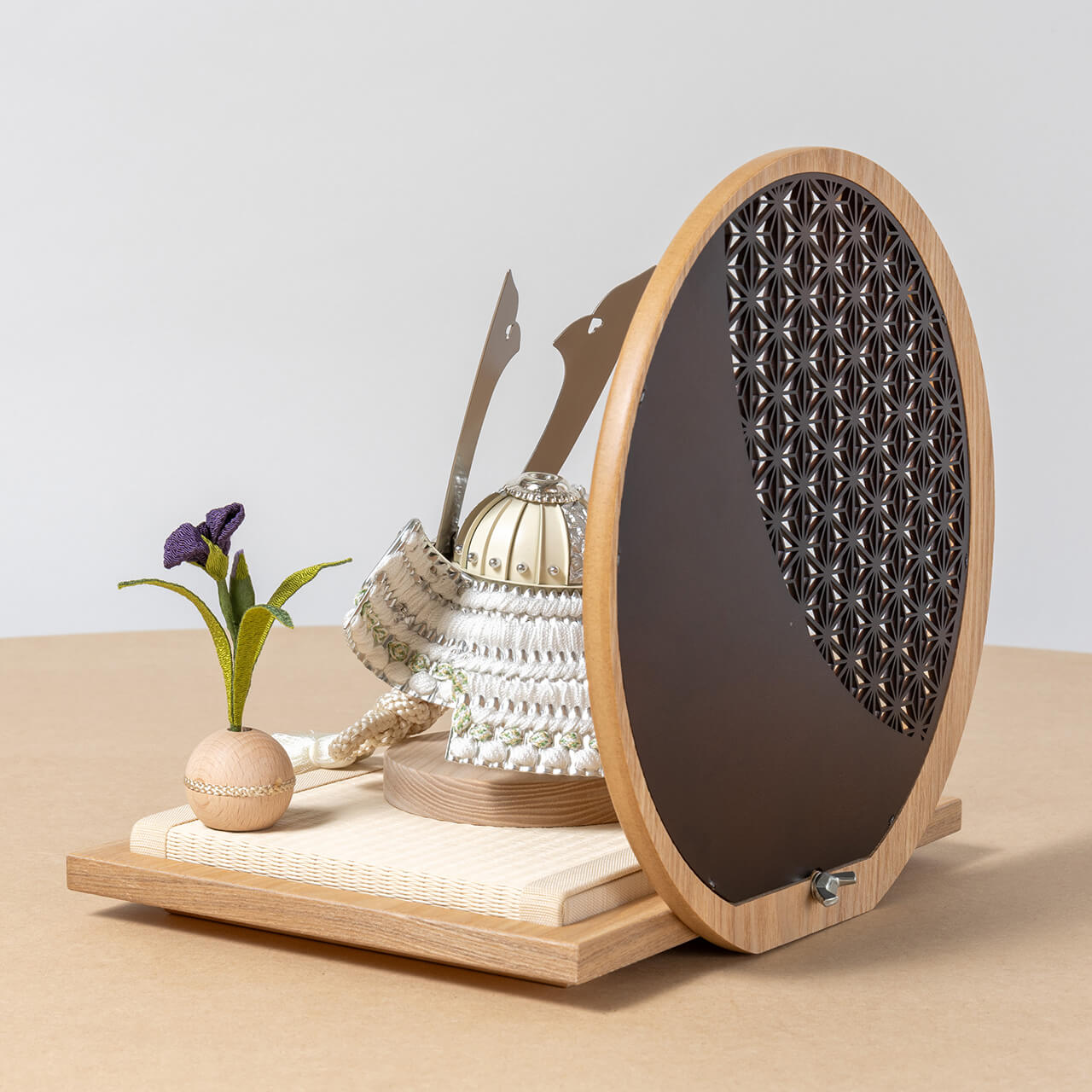 ことのオリジナル兜 ゆき 麻の葉 円形N衝立