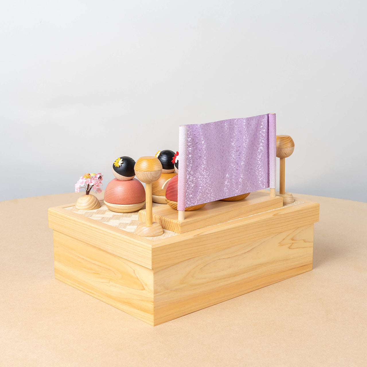 ことの木製ひな人形　5人飾り　収納