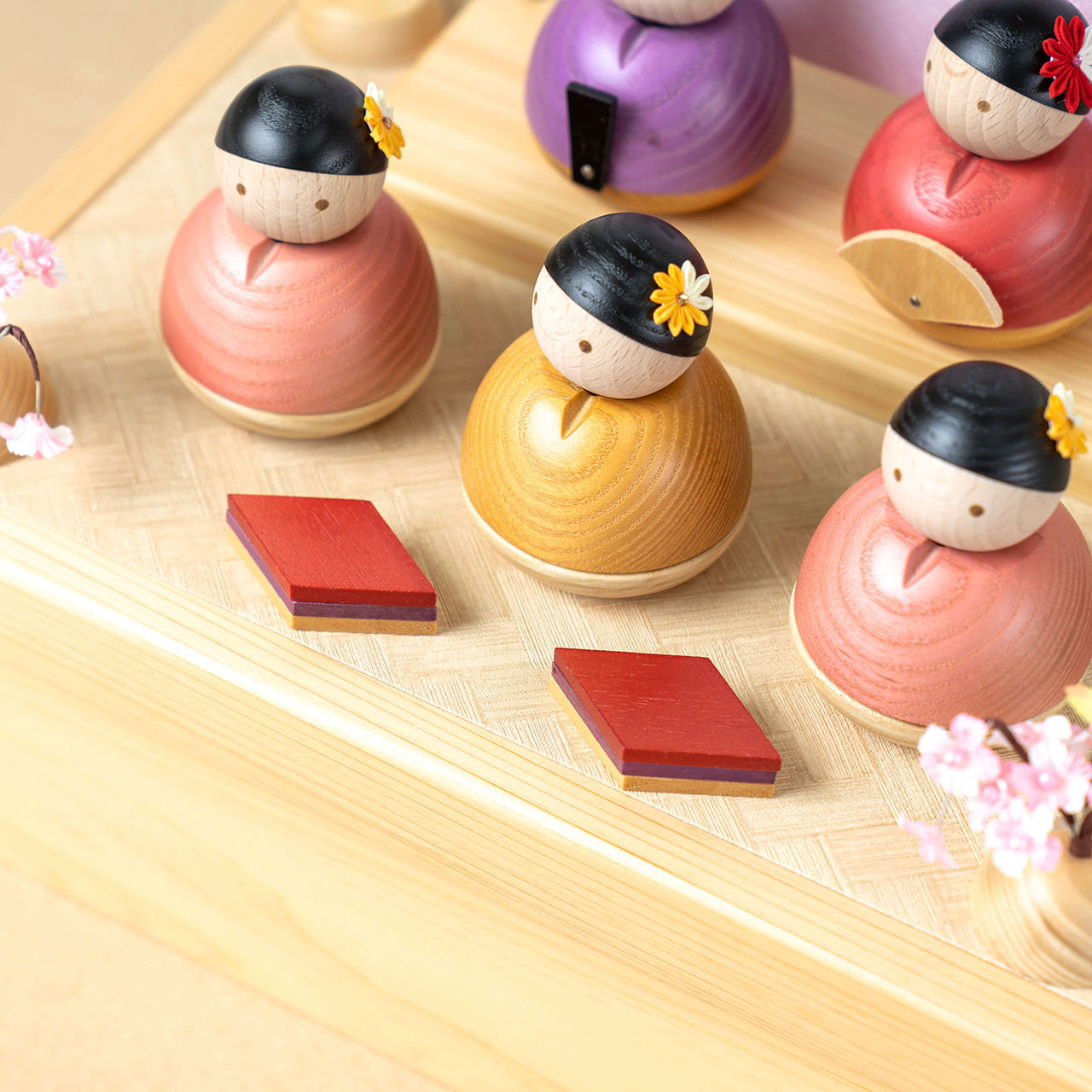 ことの木製ひな人形　5人飾り　収納