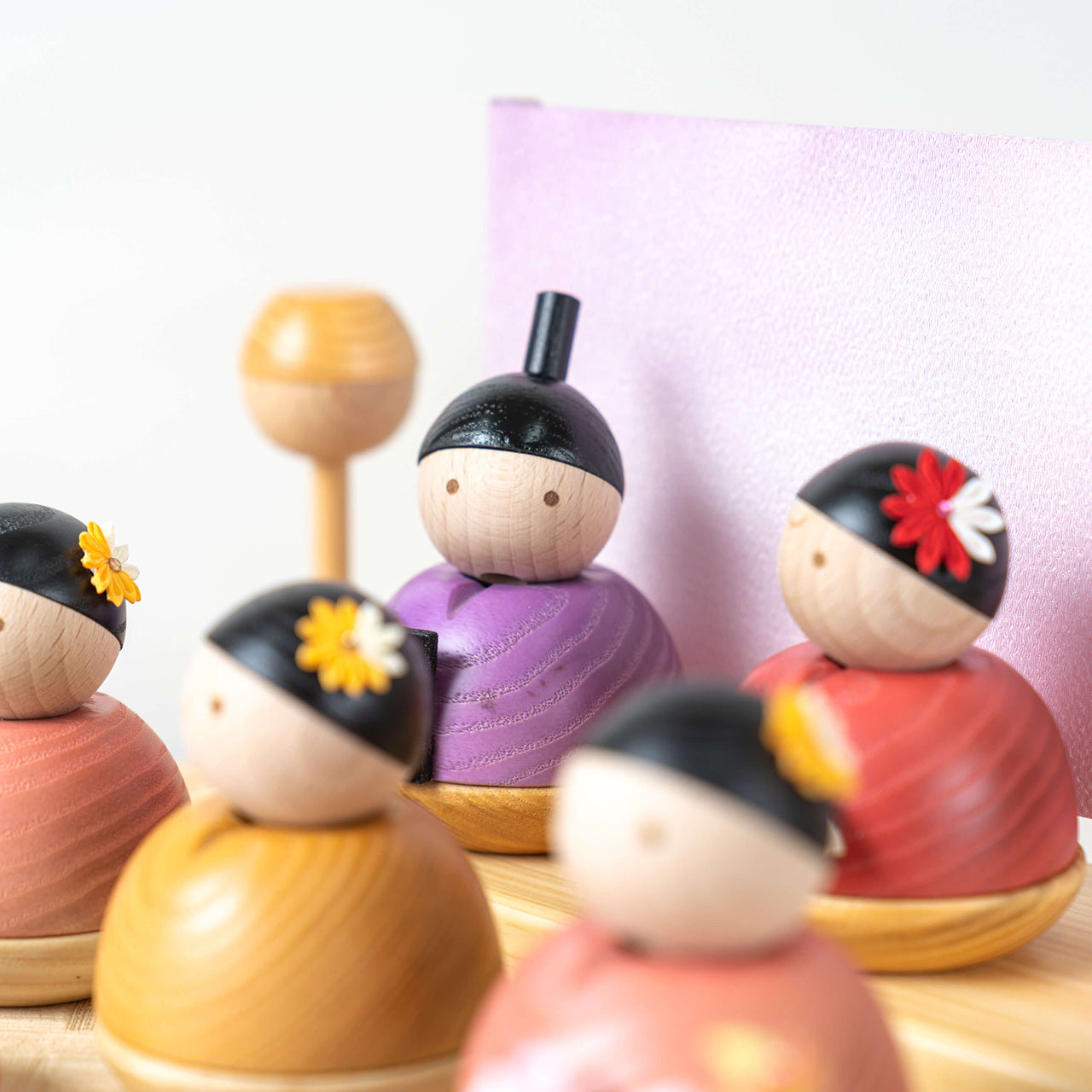 ことの木製ひな人形　5人飾り　収納