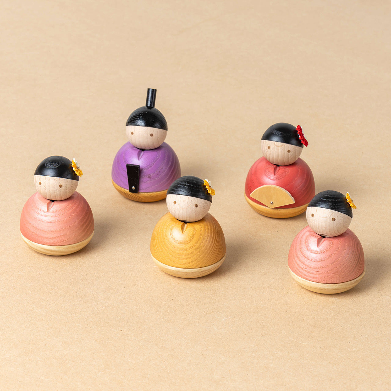 ことの木製ひな人形　5人飾り　収納