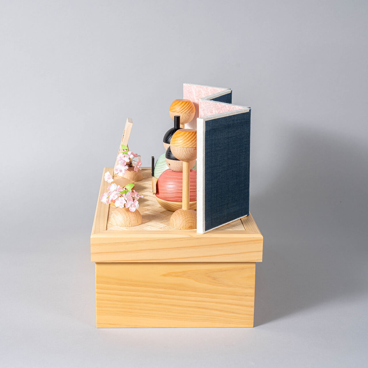 ことの木製ひな人形　親王飾り　和紙　収納