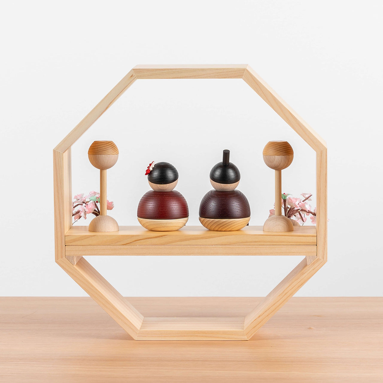 ことの木製ひな人形　親王飾り　八角　B