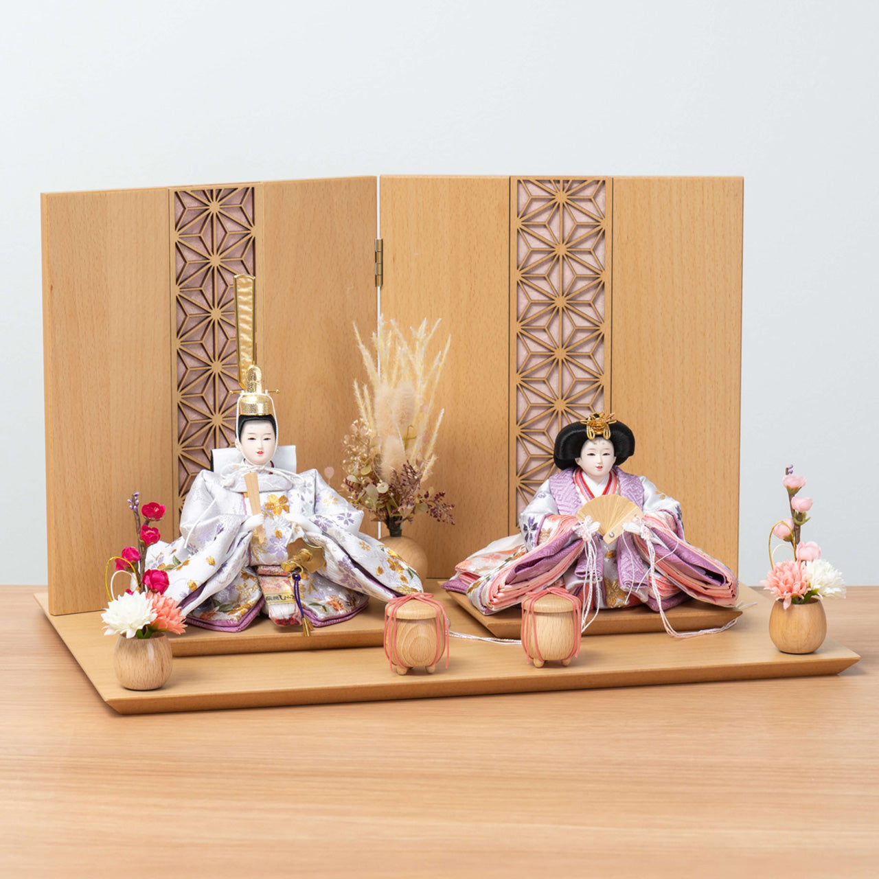 ことのひな人形　はな　麻の葉　平台　立花P付