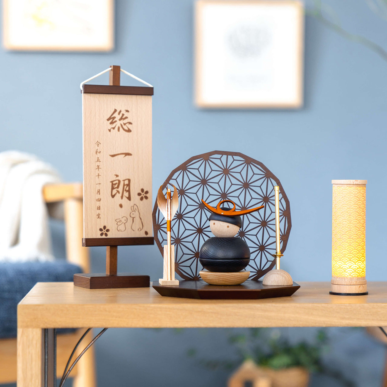 ことの木製鎧　上杉謙信　衝立B　麻の葉