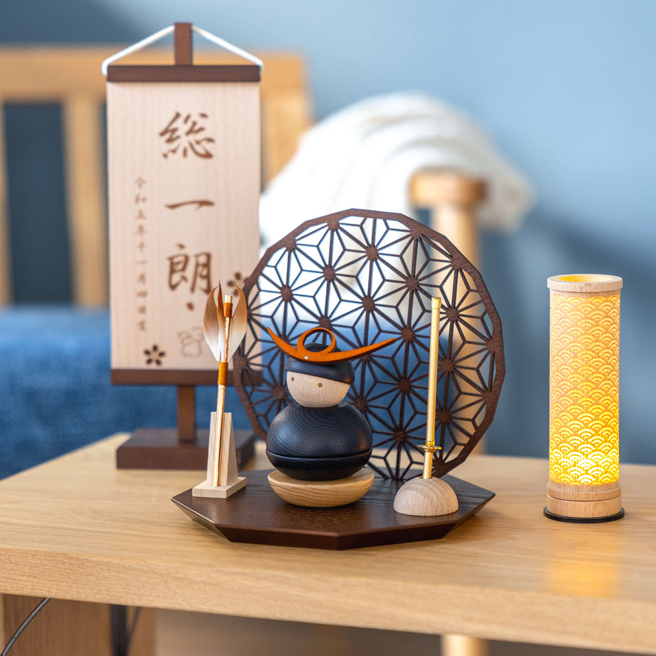 ことの木製鎧　上杉謙信　衝立B　麻の葉