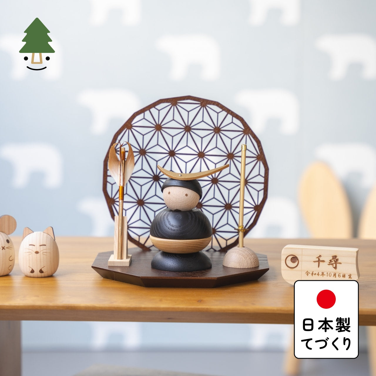 ことの木製鎧　伊達政宗　衝立B　麻の葉