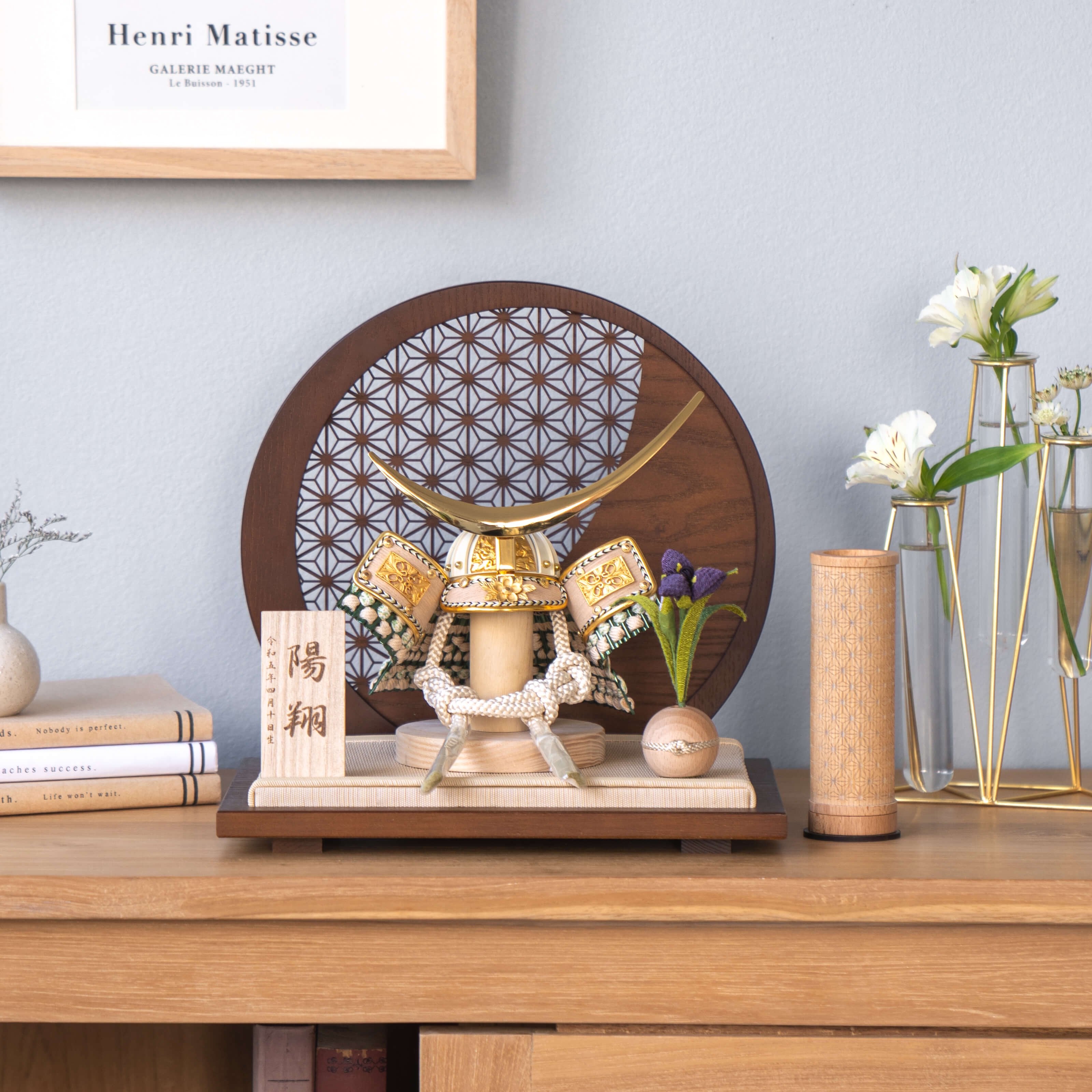 ことのオリジナル兜　伊達政宗　麻の葉　円形B衝立