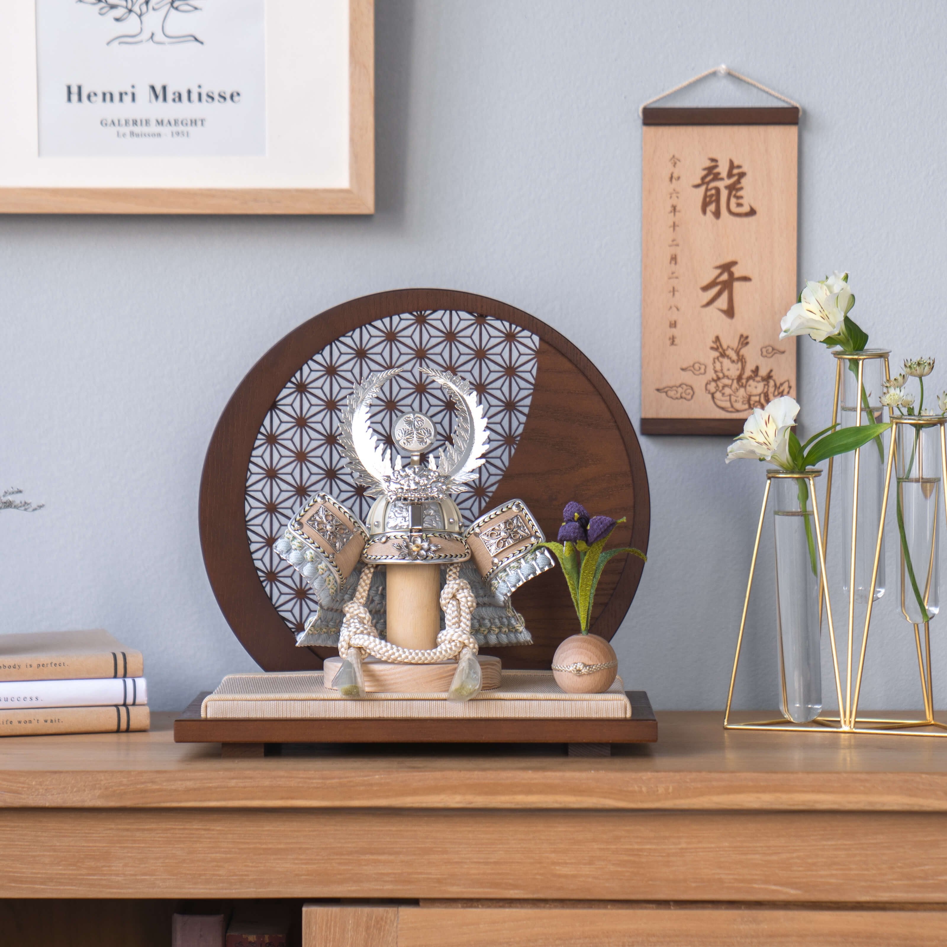 ことのオリジナル兜　徳川家康　麻の葉　円形B衝立