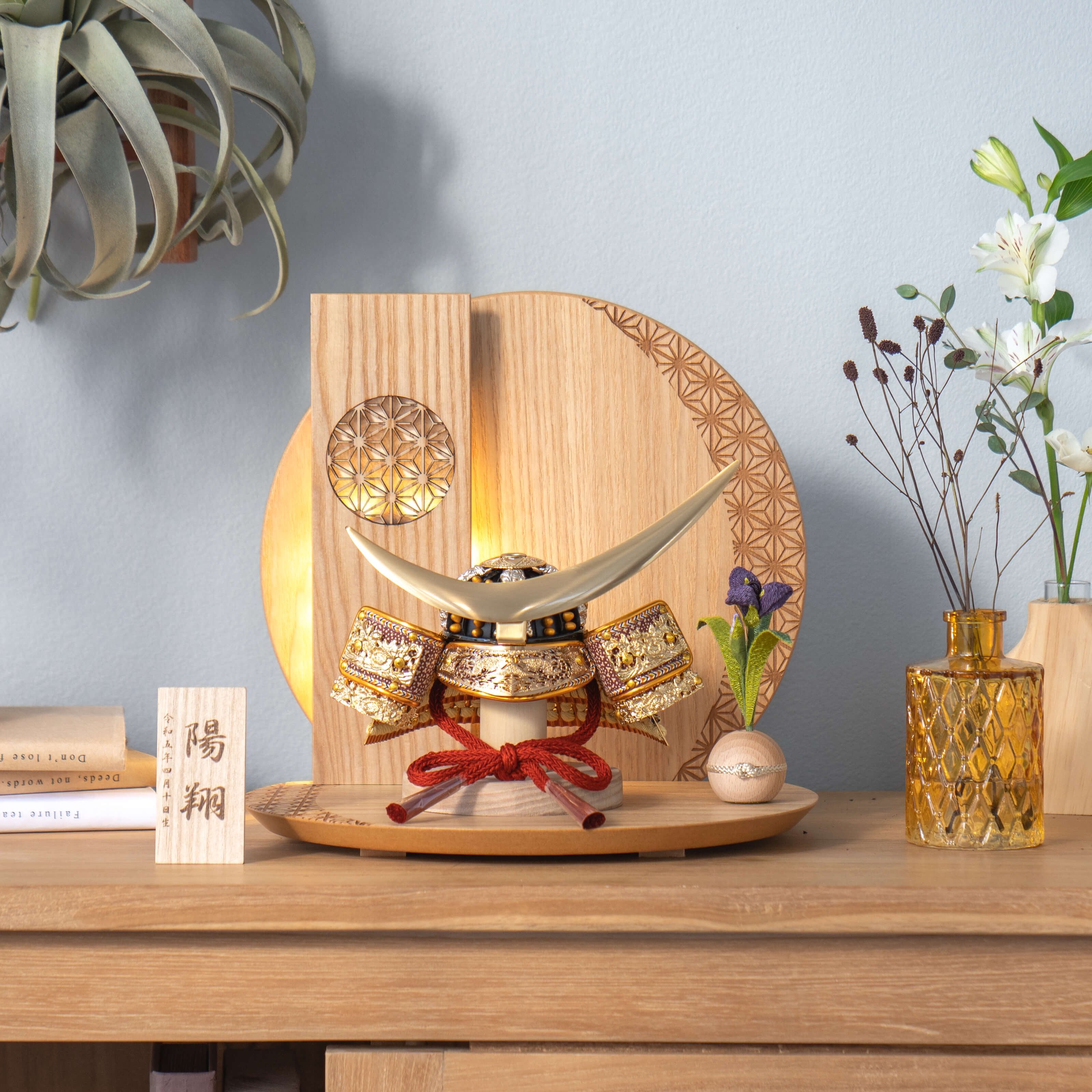 KOTO×悠雅コラボ兜　伊達政宗　灯円麻の葉衝立N