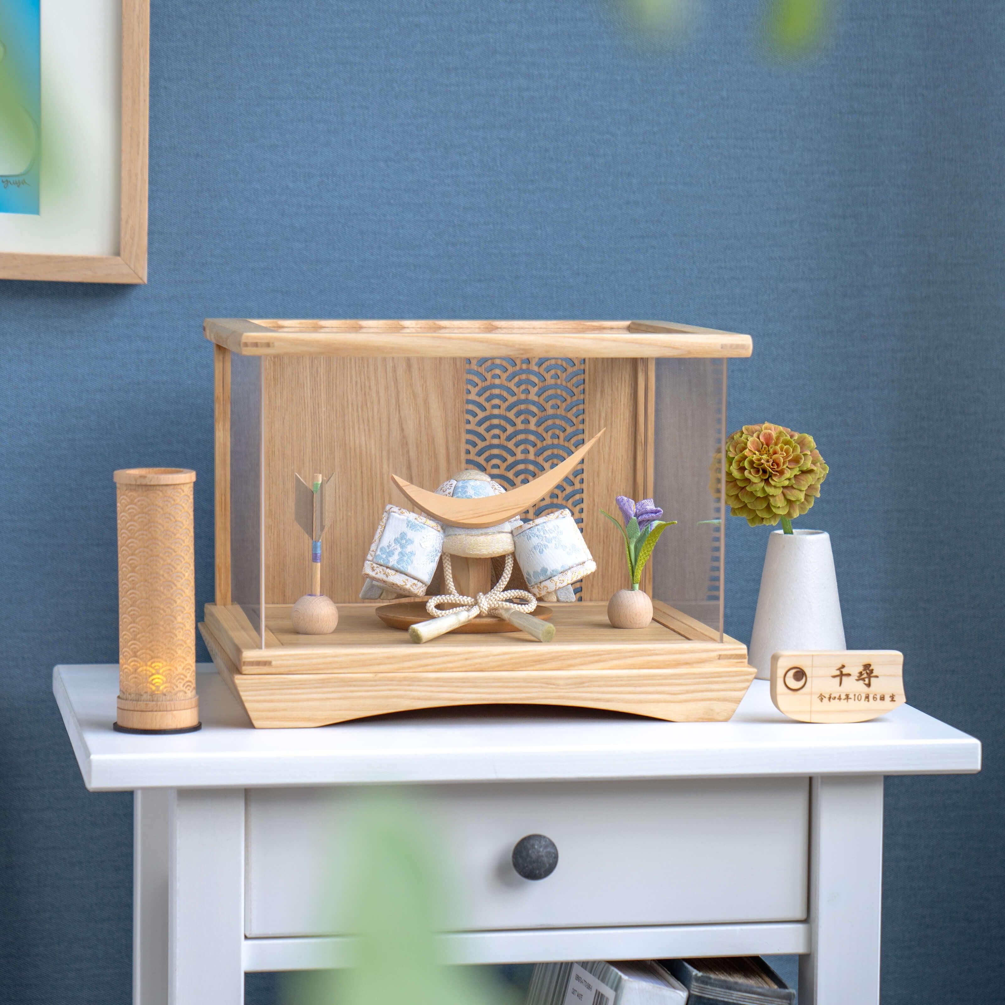 ことの木目込かぶと　そら　伊達政宗　円ケース　青海波