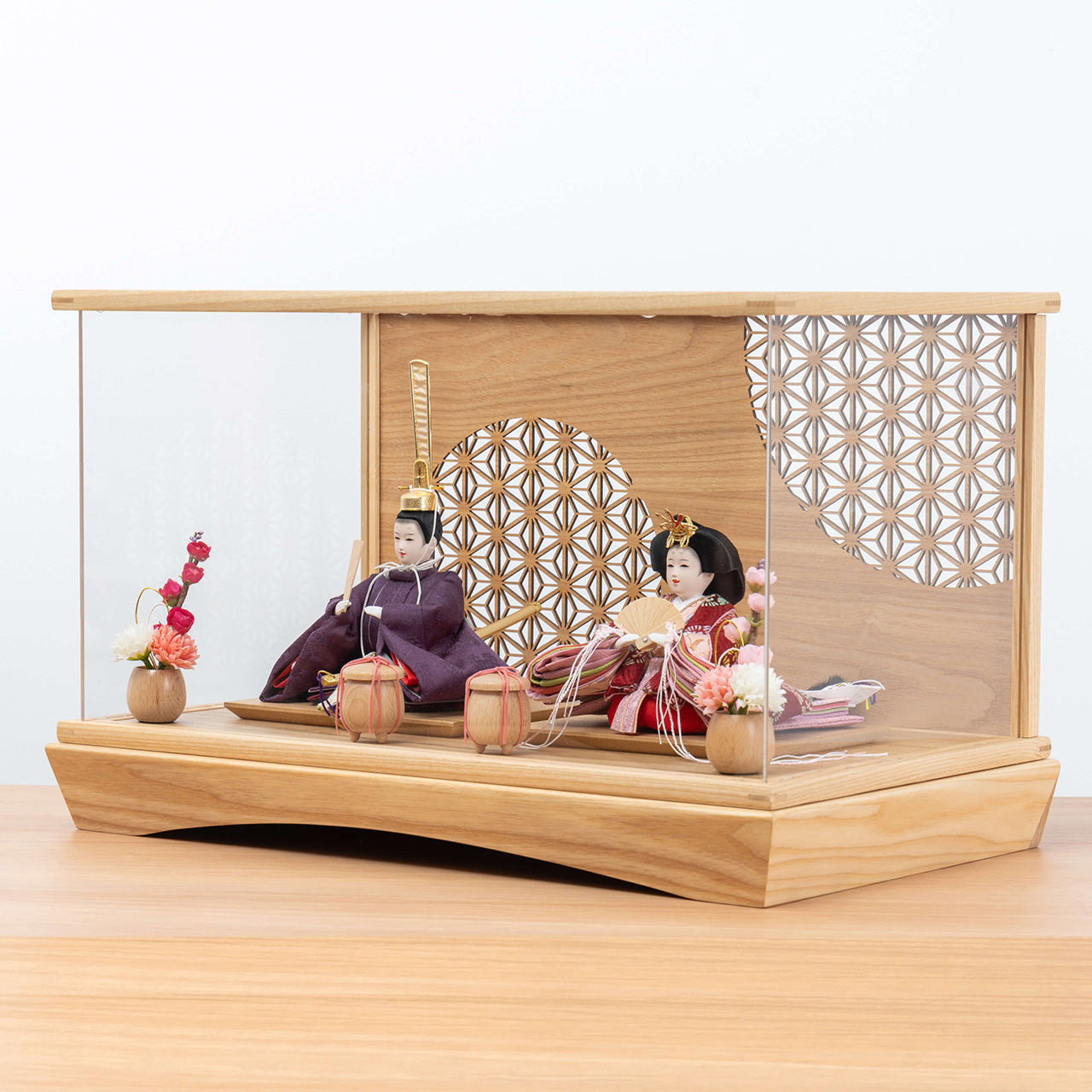 ことのひな人形　あかね　麻の葉　円ケース