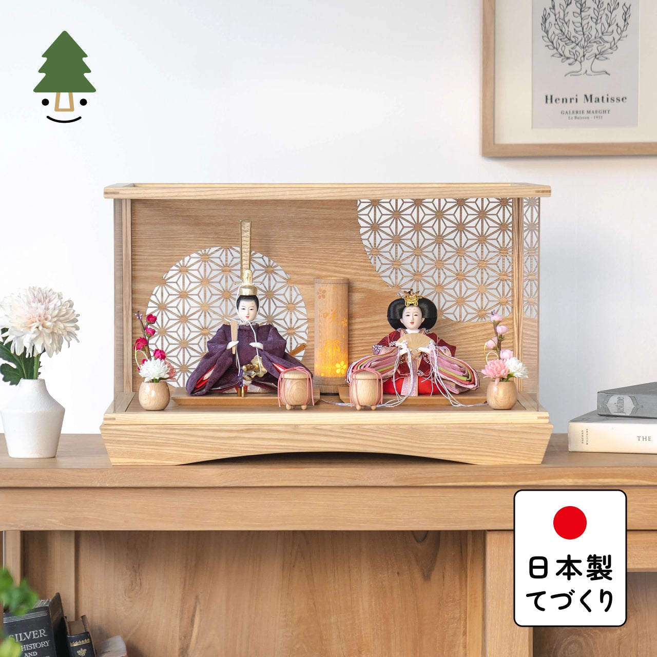 ことのひな人形　あかね　麻の葉　円ケース