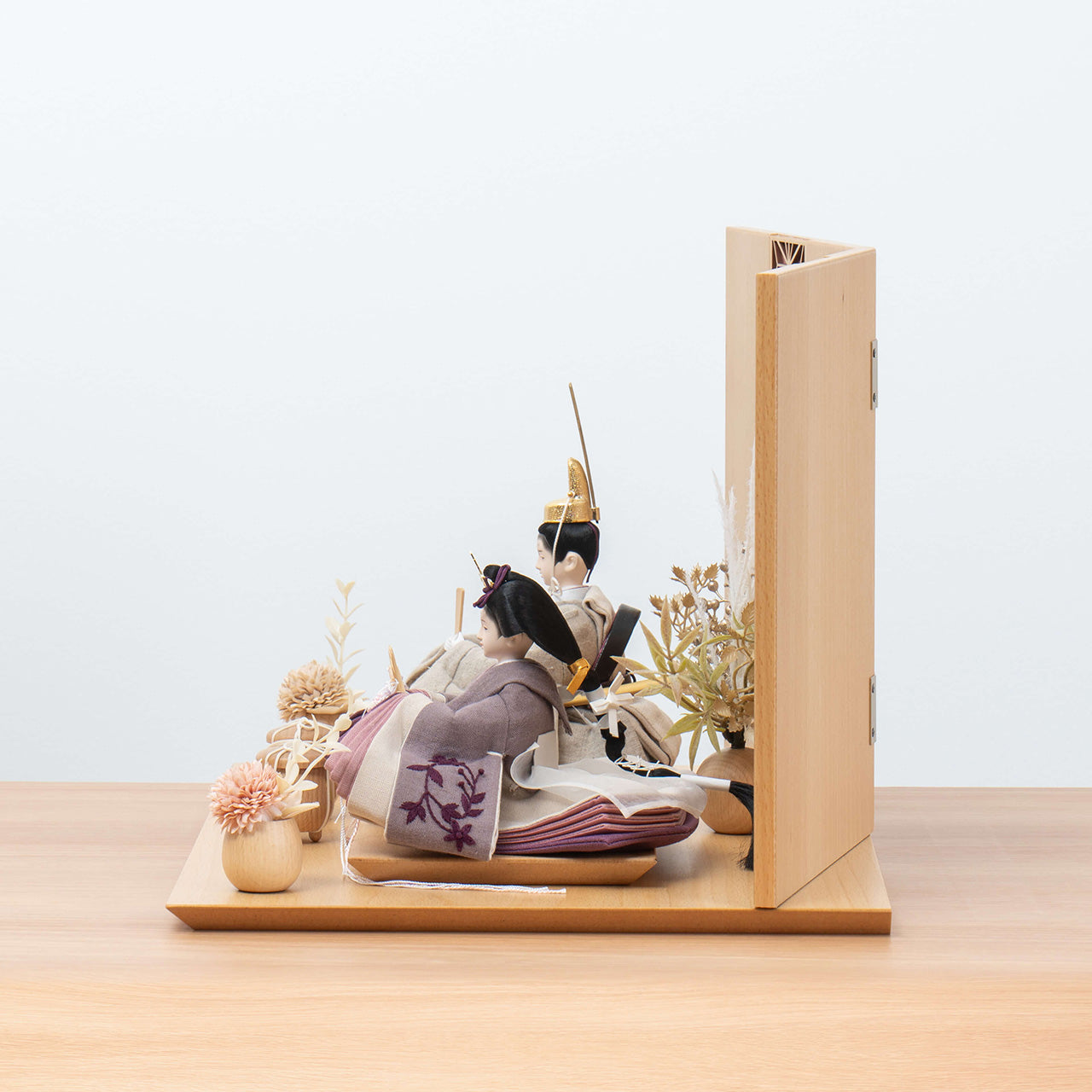 ことのひな人形　かれん　麻の葉N平台　ピンク和紙　立花B付