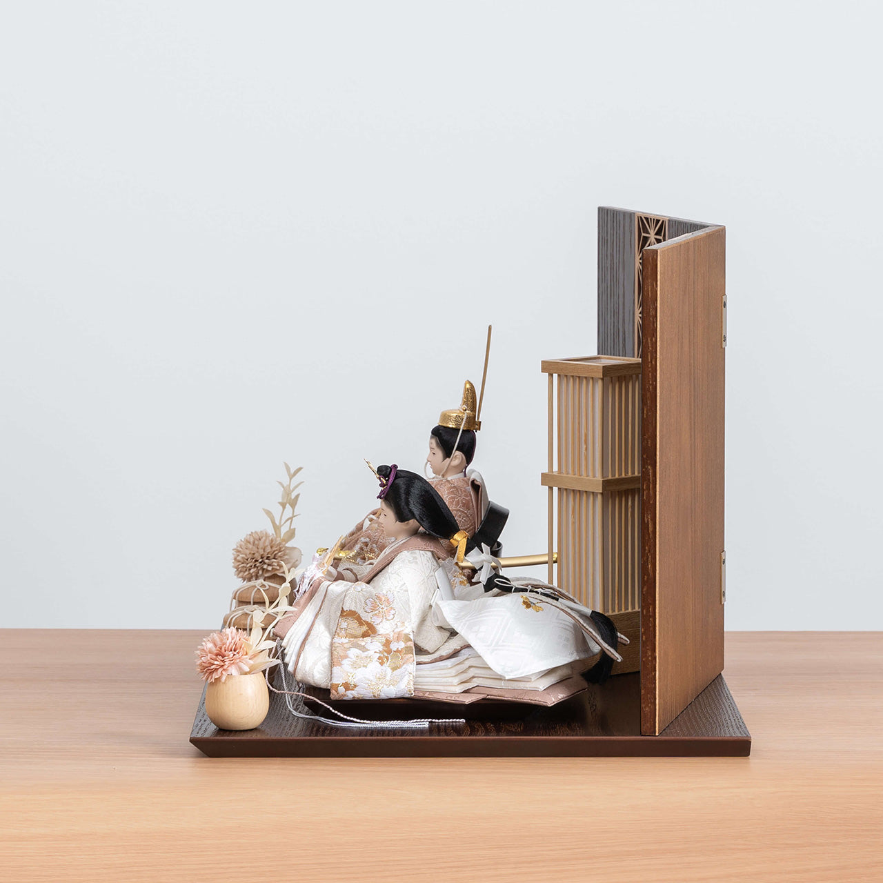 ことのひな人形　ほのか　麻の葉B平台　銀　駿河行燈付