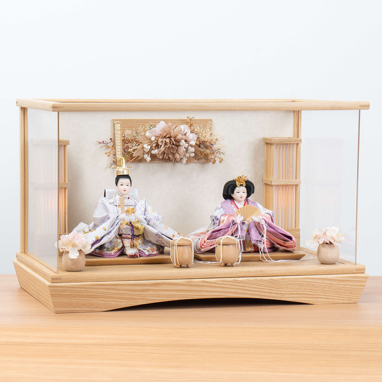 ことのひな人形　はな　華円ケース（白和紙）駿河行燈付