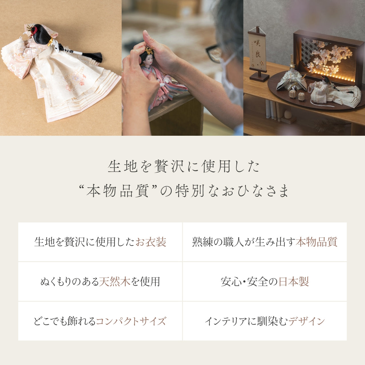 ことの平安ひな　このは　衝立LED桜　B